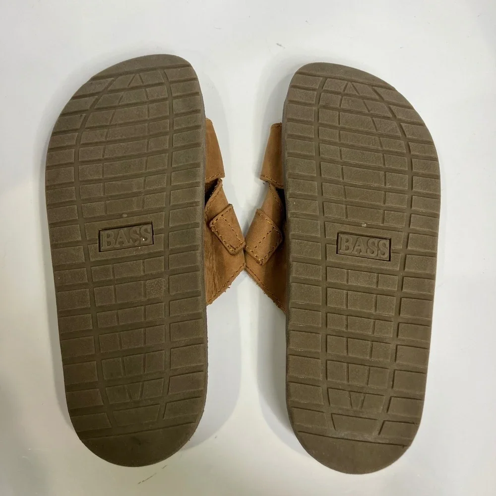 Bass tan leather slides cork Footbed men's size‎ 12 cottagecore trendy casual